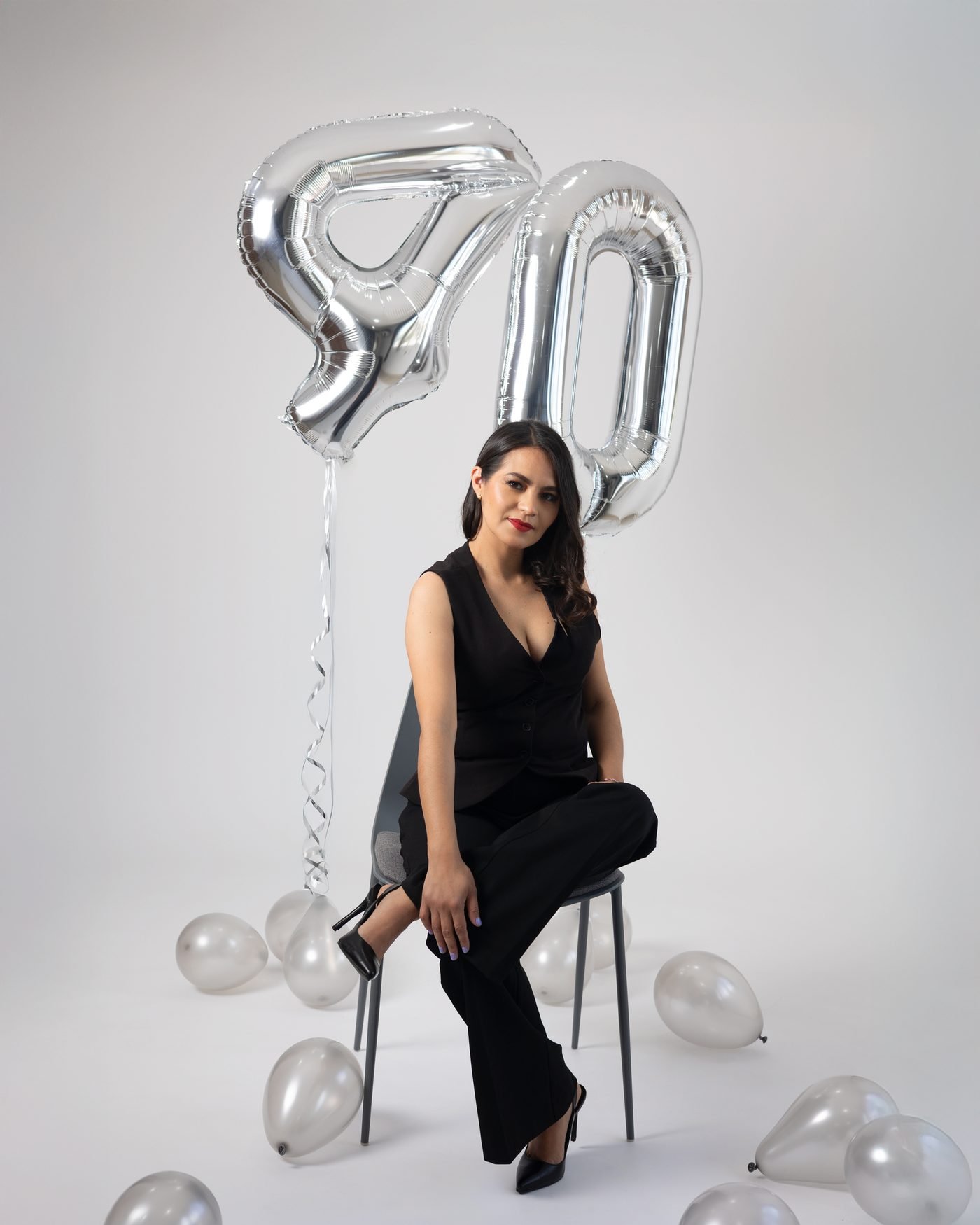 Números 40 en globo plateado